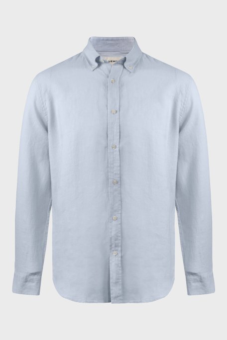 Bluemint % 100 Keten Comfort Fit Düğmeli Yaka Erkek Gömlek BM25002003MS 1209 AÇIK MAVİ - 4