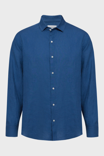 Bluemint % 100 Keten Comfort Fit Düz Yaka Erkek Gömlek BM25002092MS 1173 LACİVERT - 7