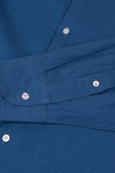 Bluemint % 100 Keten Comfort Fit Düz Yaka Erkek Gömlek BM25002092MS 1173 LACİVERT - 3