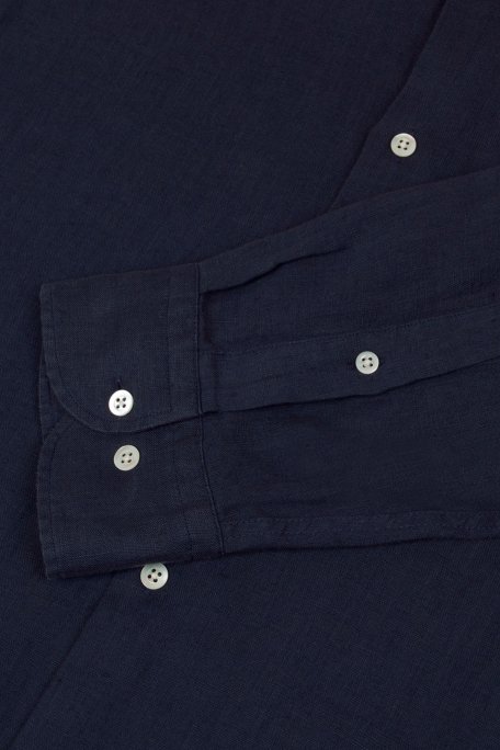 Bluemint % 100 Keten Comfort Fit Düz Yaka Erkek Gömlek BM25002092MS 155 KOYU LACİVERT - 4