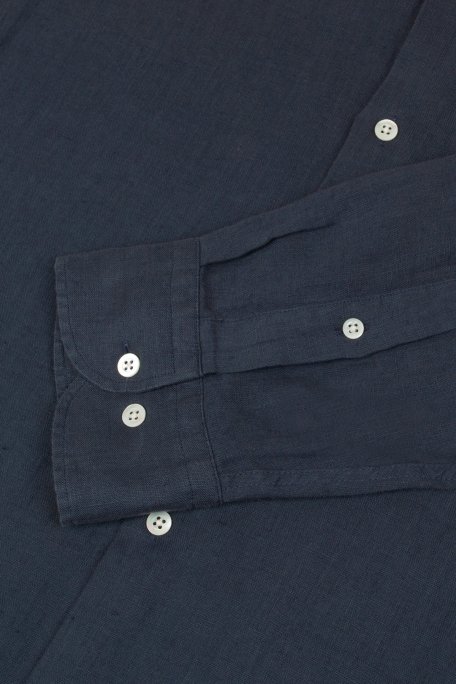Bluemint % 100 Keten Comfort Fit Düz Yaka Erkek Gömlek BM25002092MS 429 LACİVERT - 4