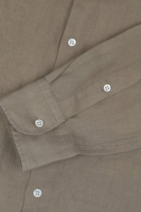 Bluemint % 100 Keten Comfort Fit Düz Yaka Erkek Gömlek BM25002092MS 836 AÇIK HAKİ - 2