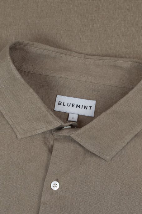 Bluemint % 100 Keten Comfort Fit Düz Yaka Erkek Gömlek BM25002092MS 836 AÇIK HAKİ - 3