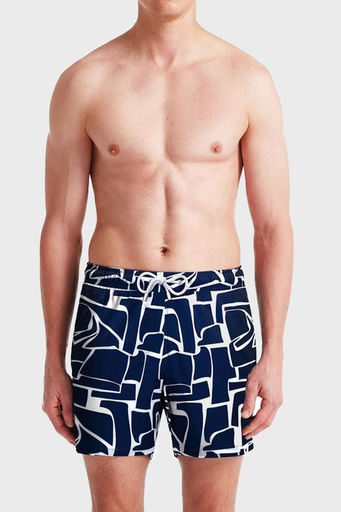 Bluemint Arthus Stretch Regular Fit Deniz Şortu Hızlı Kuruyan Erkek Mayo Short BM23003131MS 925 LACİVERT-BEYAZ - 5