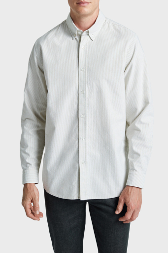 Bluemint Bm Oxford % 100 Pamuk Çizgili Comfort Fit Düğmeli Yaka Erkek Gömlek BM24002273MW 803 Olive - 5