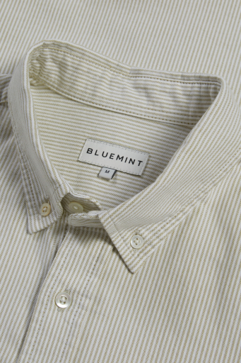 Bluemint Bm Oxford % 100 Pamuk Çizgili Comfort Fit Düğmeli Yaka Erkek Gömlek BM24002273MW 803 Olive - 6