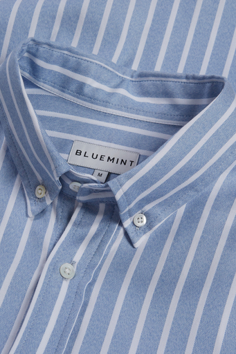 Bluemint Harold % 100 Pamuklu Çizgili Comfort Fit Düğmeli Yaka Erkek Gömlek BM24002472MW 651 MAVİ-BEYAZ - 3