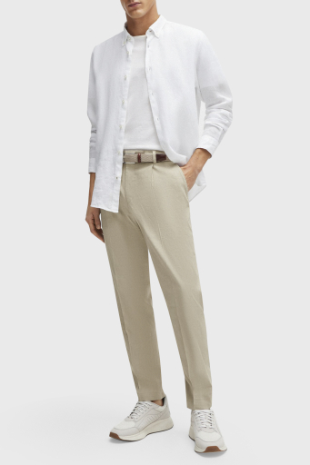 Boss % 100 Keten Düğmeli Yaka Regular Fit Erkek Gömlek 50513849 100 BEYAZ - 2