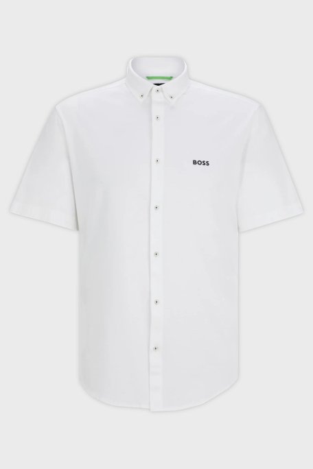 Boss % 100 Pamuk Kısa Kollu Regular Fit Düğmeli Yaka Erkek Gömlek 50512005 100 BEYAZ - 5