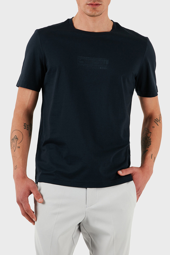Boss % 100 Pamuk Regular Fit Bisiklet Yaka Baskılı Erkek T Shirt 50531587 402 LACİVERT - 1