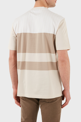 Boss % 100 Pamuk Regular Fit Bisiklet Yaka Geniş Çizgili Logolu Erkek T Shirt 50531381 275 BEJ - 2