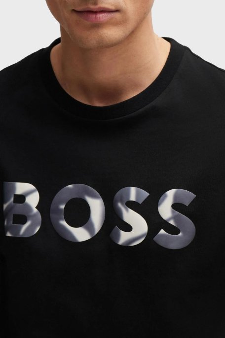 Boss % 100 Pamuk Regular Fit Bisiklet Yaka Logolu Erkek T Shirt 50513382 001 SİYAH - 4