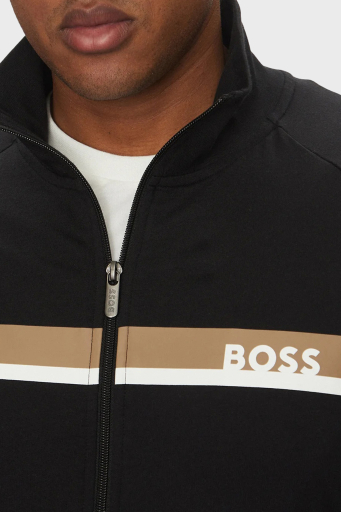 Boss % 100 Pamuk Regular Fit Dik Yaka Fermuarlı Logolu Erkek Sweat 50540660 001 SİYAH - 5