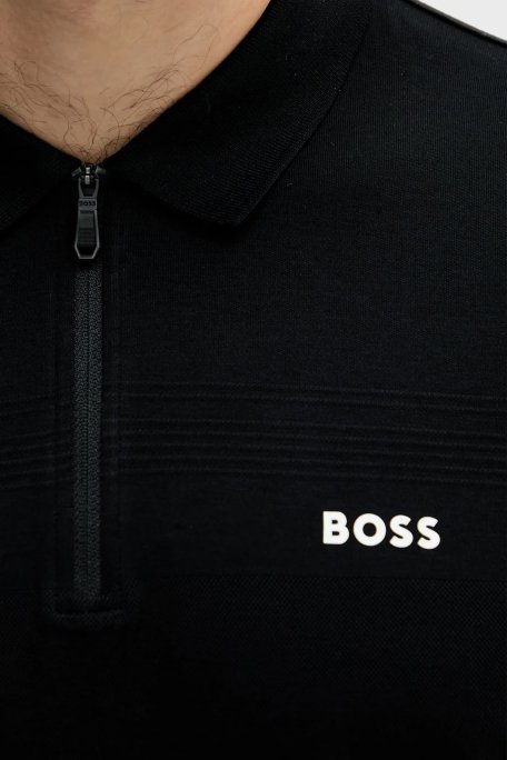 Boss % 100 Pamuk Regular Fit Fermuarlı Erkek Polo Yaka T Shirt 50538177 001 SİYAH - 8