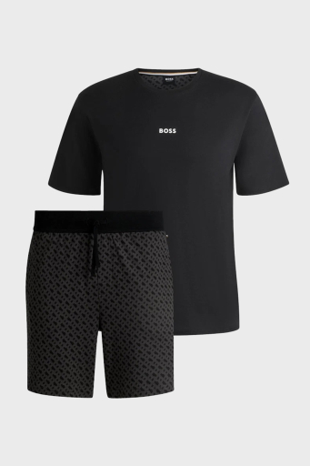 Boss % 100 Pamuk Regular Fit Monogram Logolu Erkek Pijama Takımı 50540613 981 SİYAH - 5