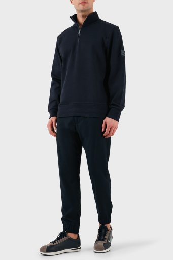 Boss % 100 Pamuk Regular Fit Yarım Fermuarlı Dik Yaka Erkek Sweat 50524999 404 LACİVERT - 2