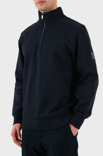 Boss % 100 Pamuk Regular Fit Yarım Fermuarlı Dik Yaka Erkek Sweat 50524999 404 LACİVERT - 10