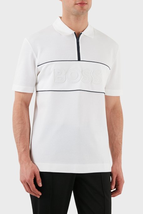 Boss % 100 Pamuk Regular Fit Yarım Fermuarlı Erkek Polo Yaka T Shirt 50505542 100 BEYAZ - 1