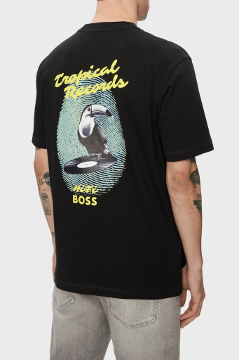 Boss % 100 Pamuk Relaxed Fit Sırt Baskılı Erkek T Shirt 50515553 002 SİYAH - 3