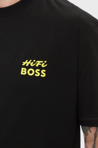Boss % 100 Pamuk Relaxed Fit Sırt Baskılı Erkek T Shirt 50515553 002 SİYAH - 4