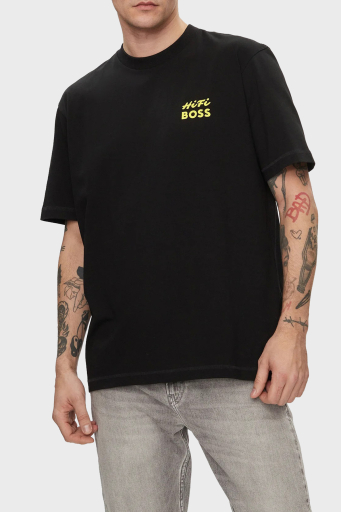 Boss % 100 Pamuk Relaxed Fit Sırt Baskılı Erkek T Shirt 50515553 002 SİYAH - 7