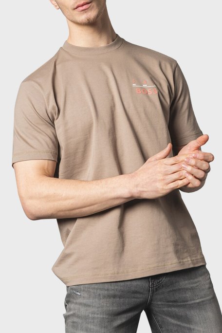 Boss % 100 Pamuk Relaxed Fit Sırt Baskılı Erkek T Shirt 50515553 246 SÜTLÜ KAHVE - 1