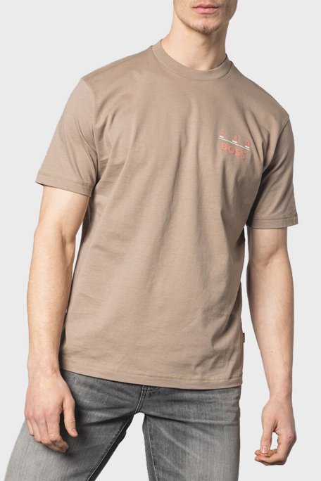 Boss % 100 Pamuk Relaxed Fit Sırt Baskılı Erkek T Shirt 50515553 246 SÜTLÜ KAHVE - 4