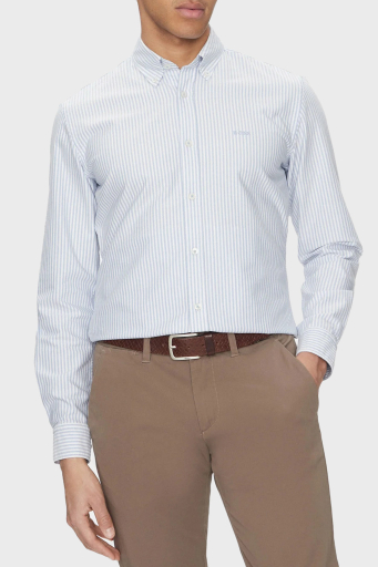 Boss % 100 Pamuk Slim Fit Çizgili Erkek Gömlek 50520275 450 MAVİ - 6