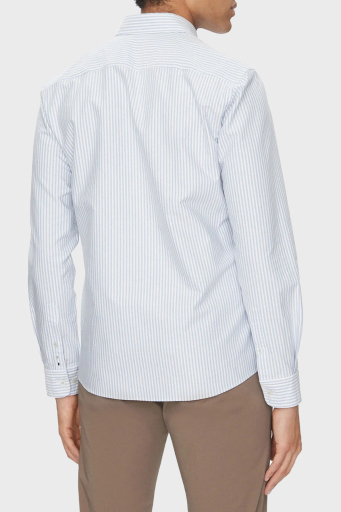 Boss % 100 Pamuk Slim Fit Çizgili Erkek Gömlek 50520275 450 MAVİ - 7
