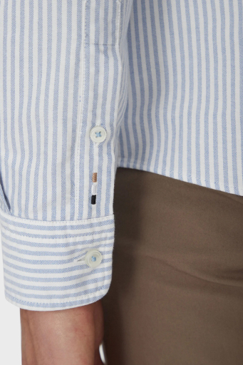 Boss % 100 Pamuk Slim Fit Çizgili Erkek Gömlek 50520275 450 MAVİ - 9