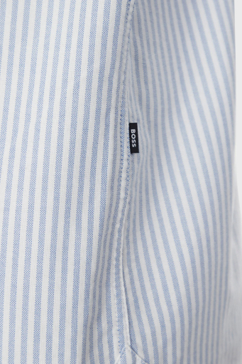 Boss % 100 Pamuk Slim Fit Çizgili Erkek Gömlek 50520275 450 MAVİ - 10