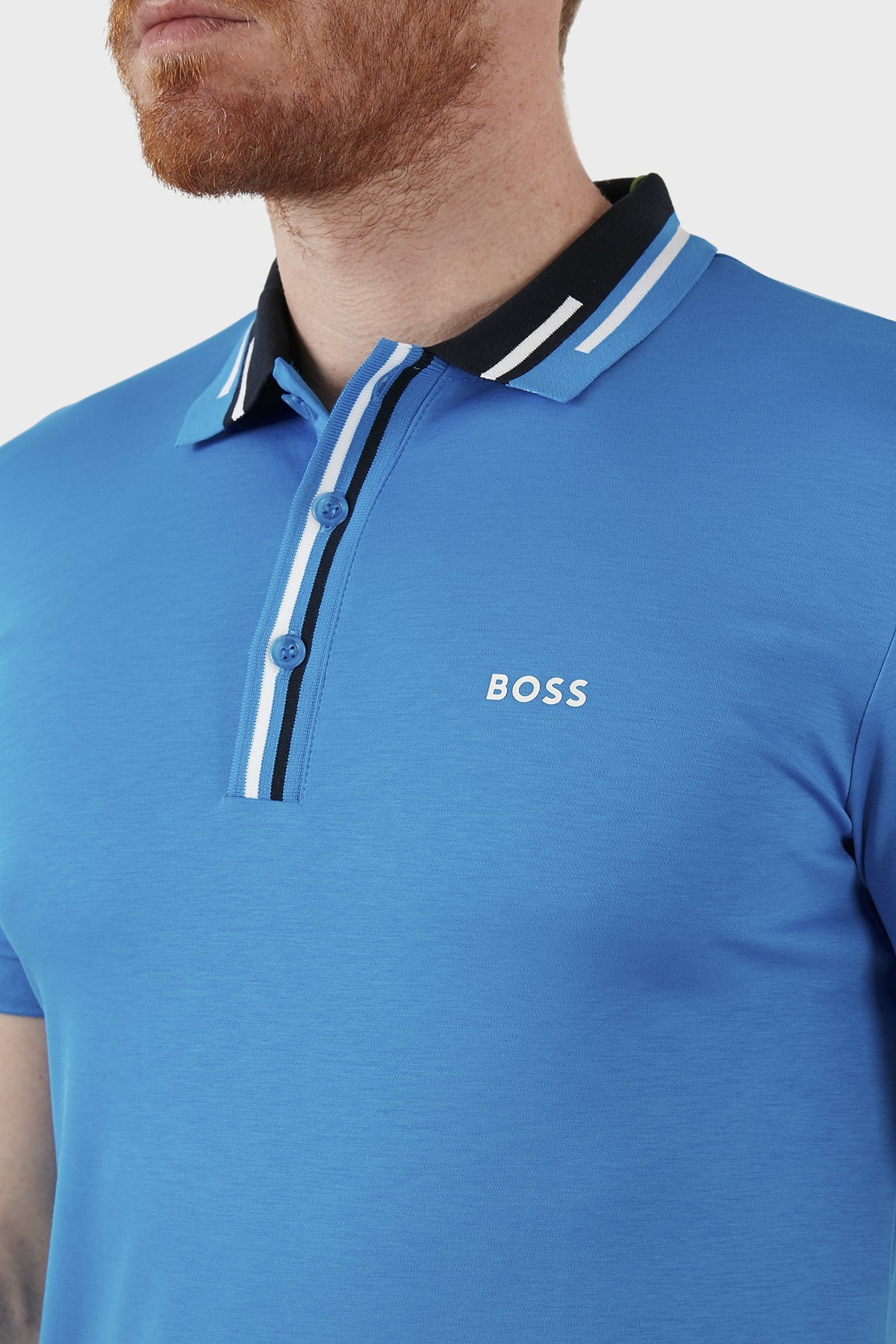 Boss % 100 Pamuklu Slim Fit Düğmeli T Shirt Erkek Polo 50473847 489 MAVİ