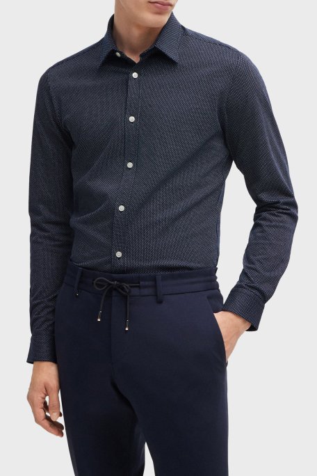 Boss % 100 Pamuklu Slim Fit Erkek Gömlek 50522639 412 LACİVERT - 1