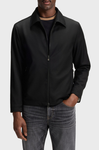 Boss % 100 Yün Slim Fit Yaka Fermuarlı Erkek Ceket 50545898 001 SİYAH - 1