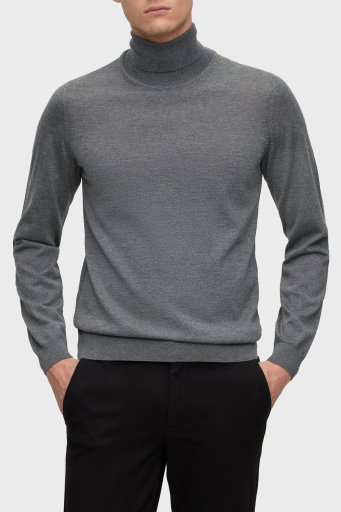 Boss Balıkçı Yaka % 100 Yünlü Slim Fit Erkek Kazak 50468262 002 ANTRASİT - 1