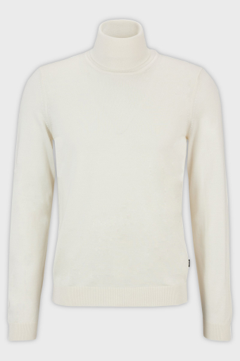 Boss Balıkçı Yaka % 100 Yünlü Slim Fit Erkek Kazak 50468262 131 EKRU - 10