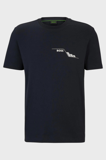 Boss Baskılı % 100 Pamuk Regular Fit Bisiklet Yaka Erkek T Shirt 50506358 402 LACİVERT - 5