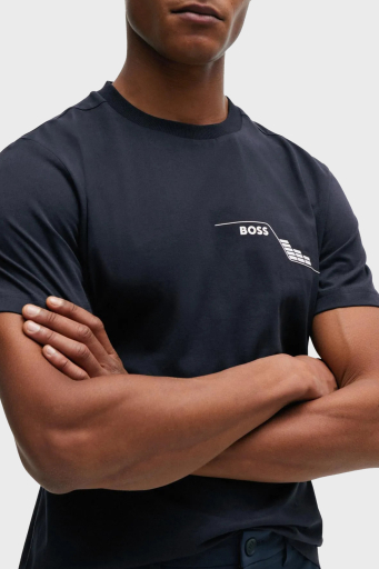 Boss Baskılı % 100 Pamuk Regular Fit Bisiklet Yaka Erkek T Shirt 50506358 402 LACİVERT - 9