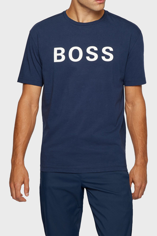Boss - Boss Baskılı Relaxed Fit Bisiklet Yaka % 100 Pamuk Erkek T Shirt 50463578 410 LACİVERT