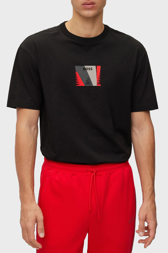 Boss Baskılı Streç Pamuklu Bisiklet Yaka Relaxed Fit Erkek T Shirt 50483771 001 SİYAH - 1