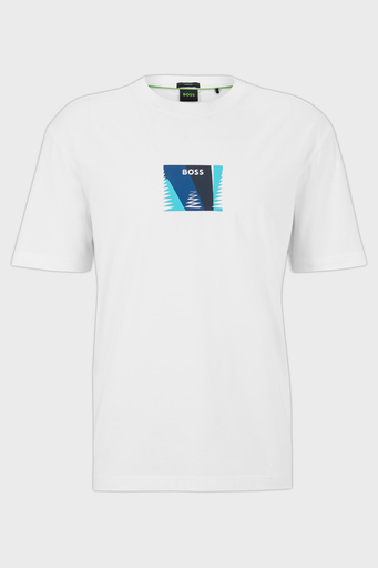 Boss Baskılı Streç Pamuklu Bisiklet Yaka Relaxed Fit Erkek T Shirt 50483771 100 BEYAZ - 5