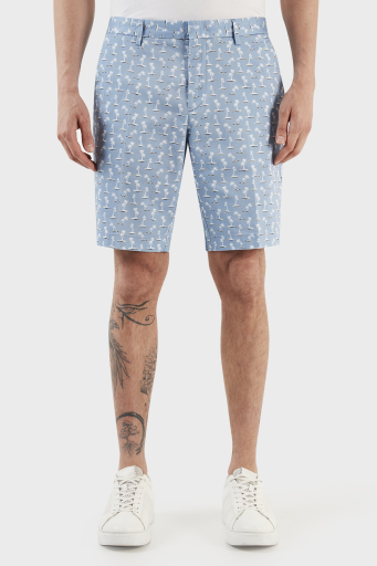 Boss Baskılı Streç Pamuklu Slim Fit Erkek Short 50488282 492 MAVİ - 10