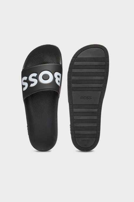 Boss Büyük Logolu Erkek Terlik 50536835 002 SİYAH-BEYAZ - 4