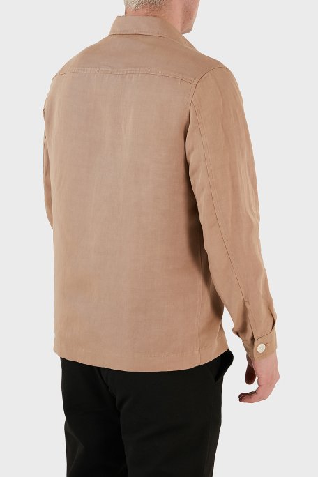 Boss Cepli Keten Karışımlı Relaxed Fit Erkek Gömlek Ceket 50489418 260 BEJ - 5