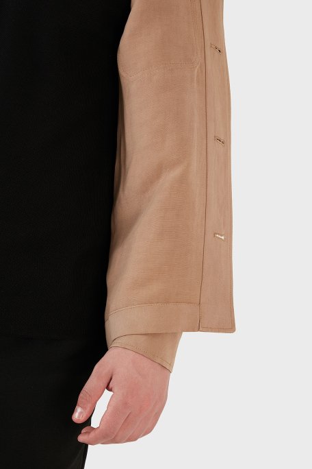Boss Cepli Keten Karışımlı Relaxed Fit Erkek Gömlek Ceket 50489418 260 BEJ - 6