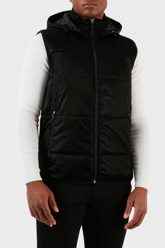 Boss Çıkarılabilir Kapüşonlu Fermuarlı Regular Fit Erkek Yelek 50497650 001 SİYAH - 1