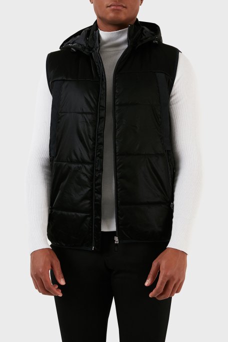 Boss Çıkarılabilir Kapüşonlu Fermuarlı Regular Fit Erkek Yelek 50497650 001 SİYAH - 2