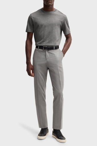 Boss Çizgili % 100 Pamuk Regular Fit Bisiklet Yaka Erkek T Shirt 50531315 030 GRİ - 3