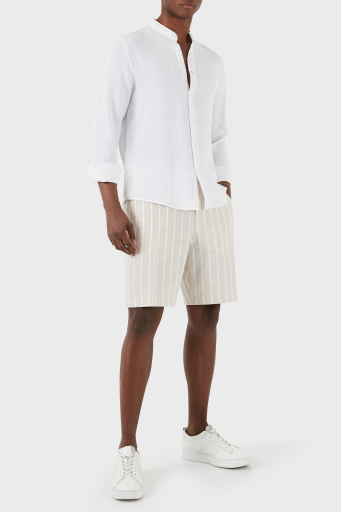 Boss Çizgili Keten Karışımlı Regular Fit Erkek Short 50514656 255 BEJ - 1