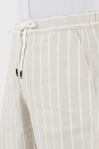 Boss Çizgili Keten Karışımlı Regular Fit Erkek Short 50514656 255 BEJ - 5